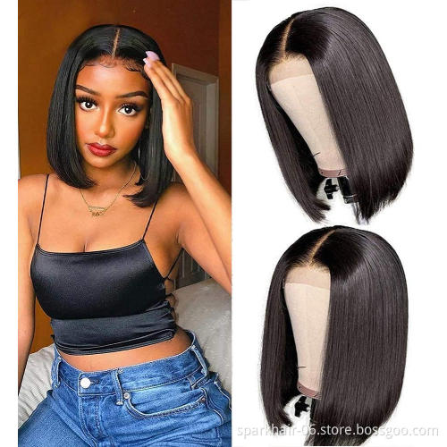 Wholesale Virgin Hair Vendors 100% Virgin Brazilian Hair Cuticle Aligned 13X4 Frontal Bob Wigs Natural Human Hair Short Wig